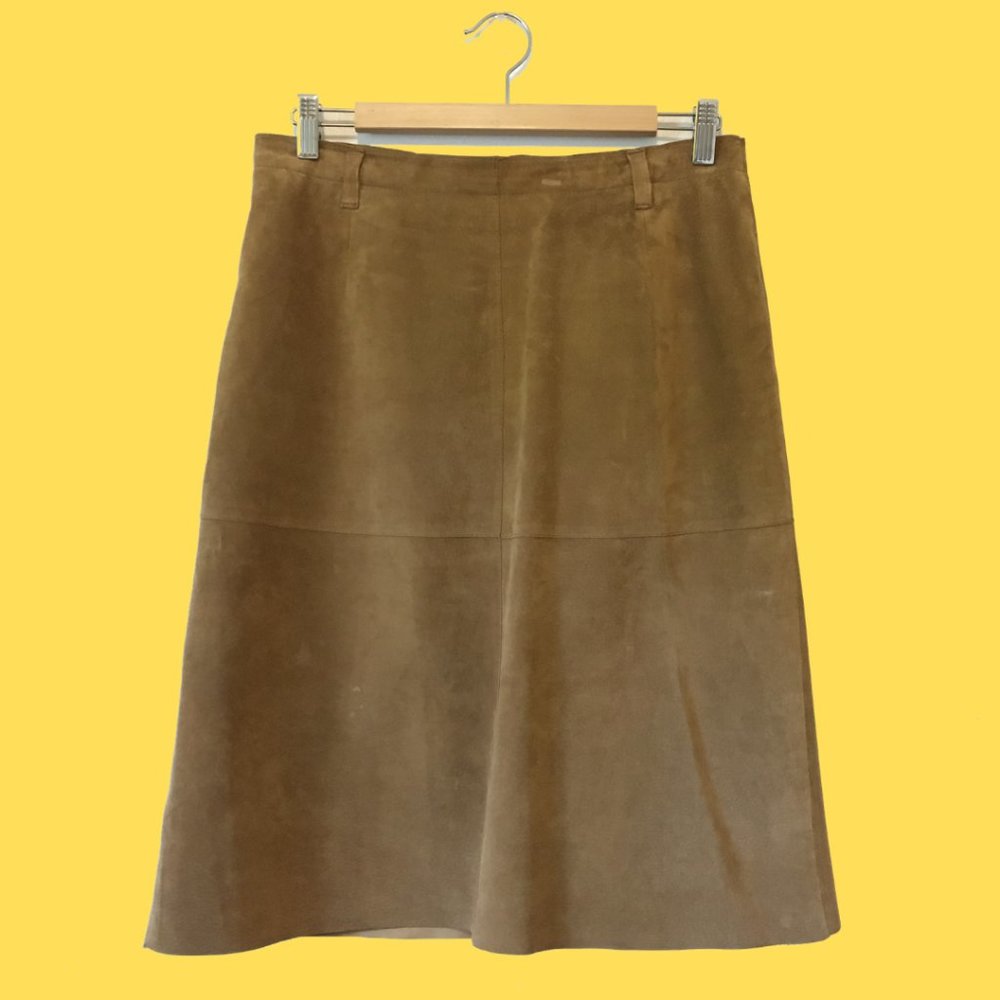 Tan Leather A-Line Skirt